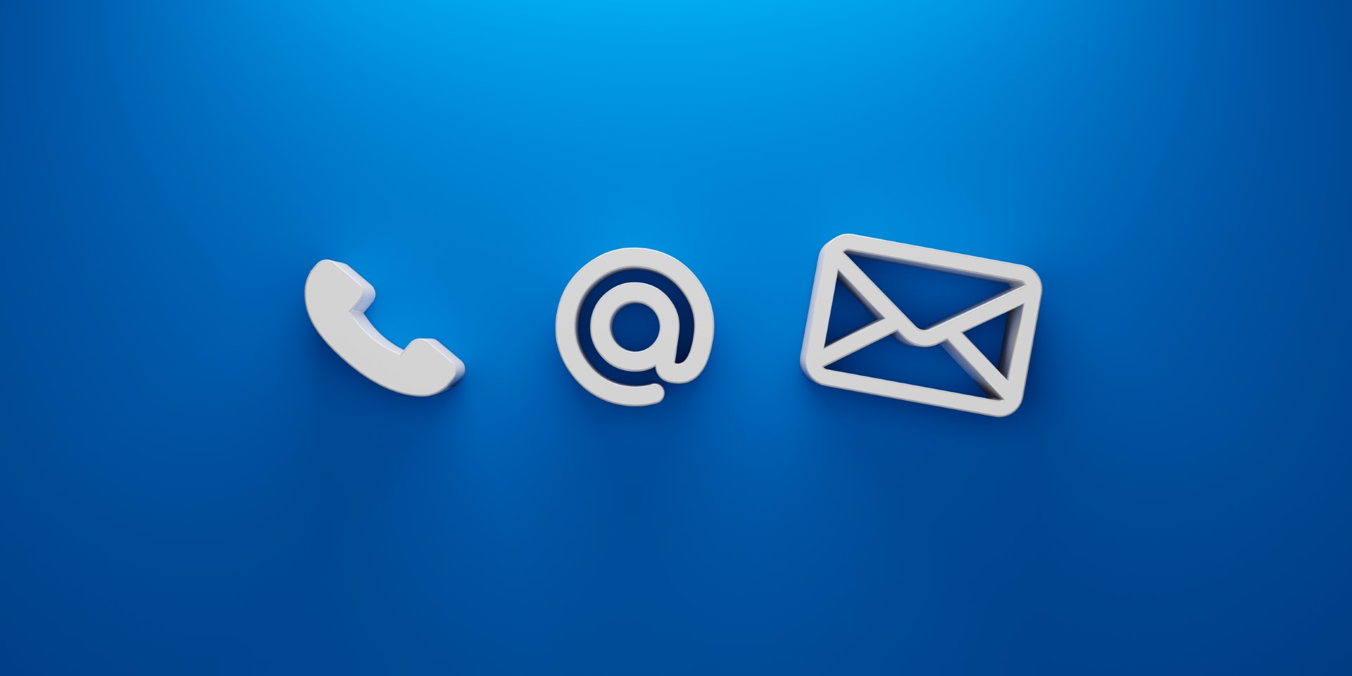 Contact us concept. Icon Telephone, Address and email on blue background. 3d illustration